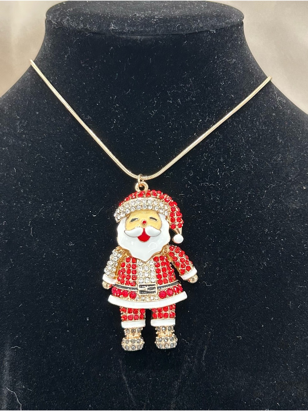 Sparkling Red Santa Pendant Necklace